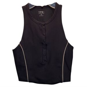 Anthropologie YPB Black SculptLUX Plunge Henley Slim Tank - Size XS